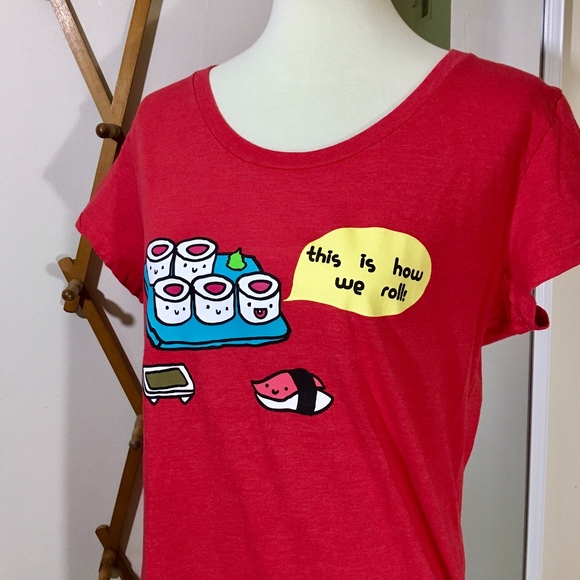 COPY - This Is How We Roll Sushi Red Graphic Tee Size XXL - Picture 1 of 5